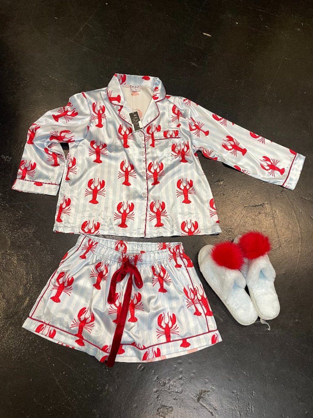 Bella Light Blue Lobster Print PJ Shorts Set